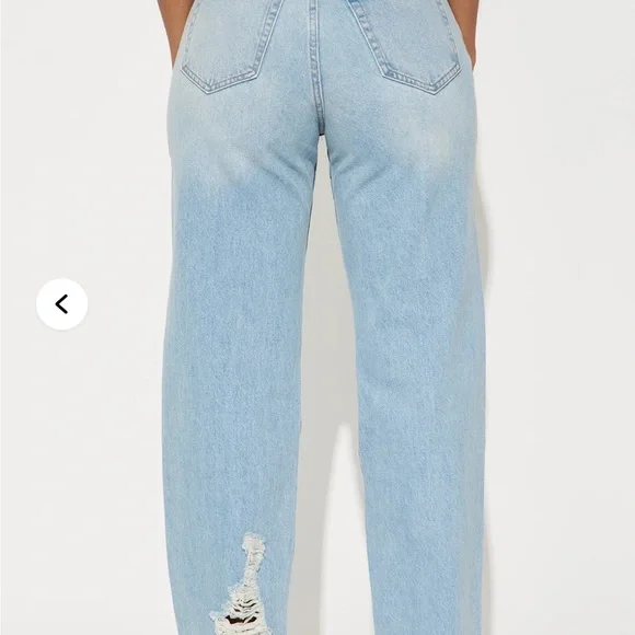 Fashion Nova Blue Straight Leg Jeans with Vintage Distressing - Picture 3 of 16